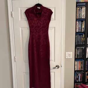 Burgundy / Deep Red  little China girl style Midi Dress.